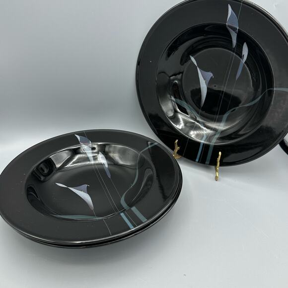 Mikasa Opus Black, Galleria, rimmed soup cereal bowls, 1985-2002 Set of 3 - Picture 9 of 10